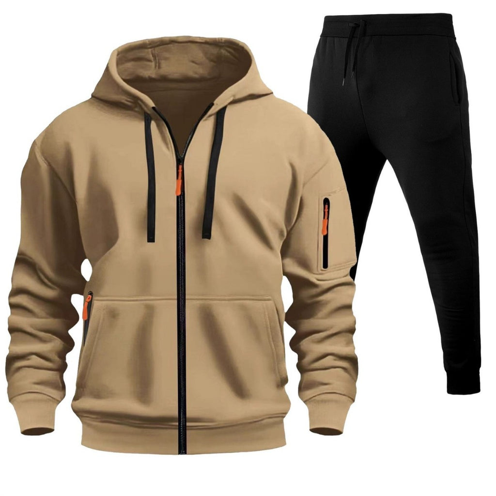Stylish 2-Piece Fleece-Lined Zip-Up Hoodie & Jogger Set with Multi-Pockets - Perfect for Active Days! - Glowify