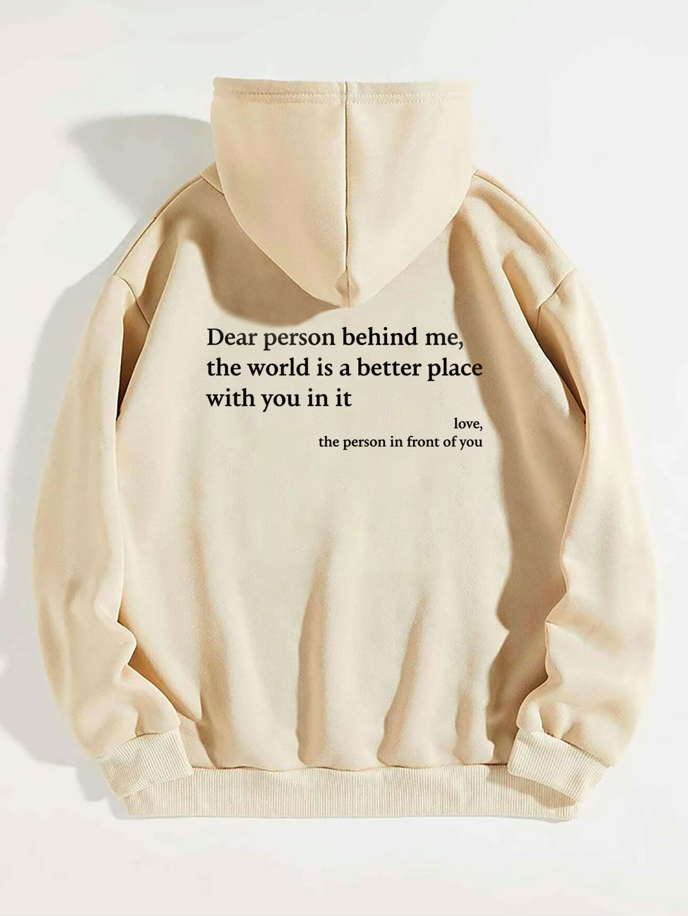 “Dear Person Behind Me” Inspirational Hoodie – Plush Letter Print Kangaroo Pocket Pullover (Unisex, S–5XL) - Glowify