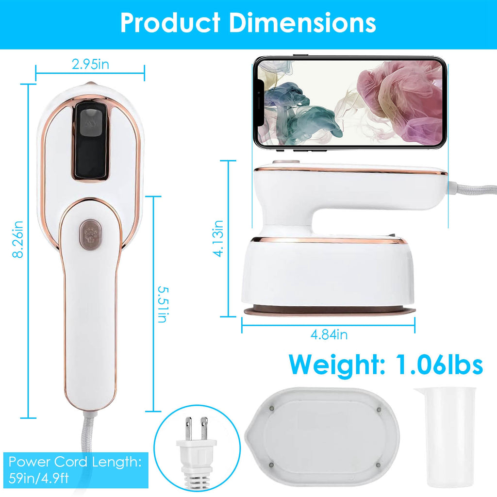 1000W Portable Handheld Garment Steamer – 10s Fast Heat, 180° Rotatable Handle - Glowify