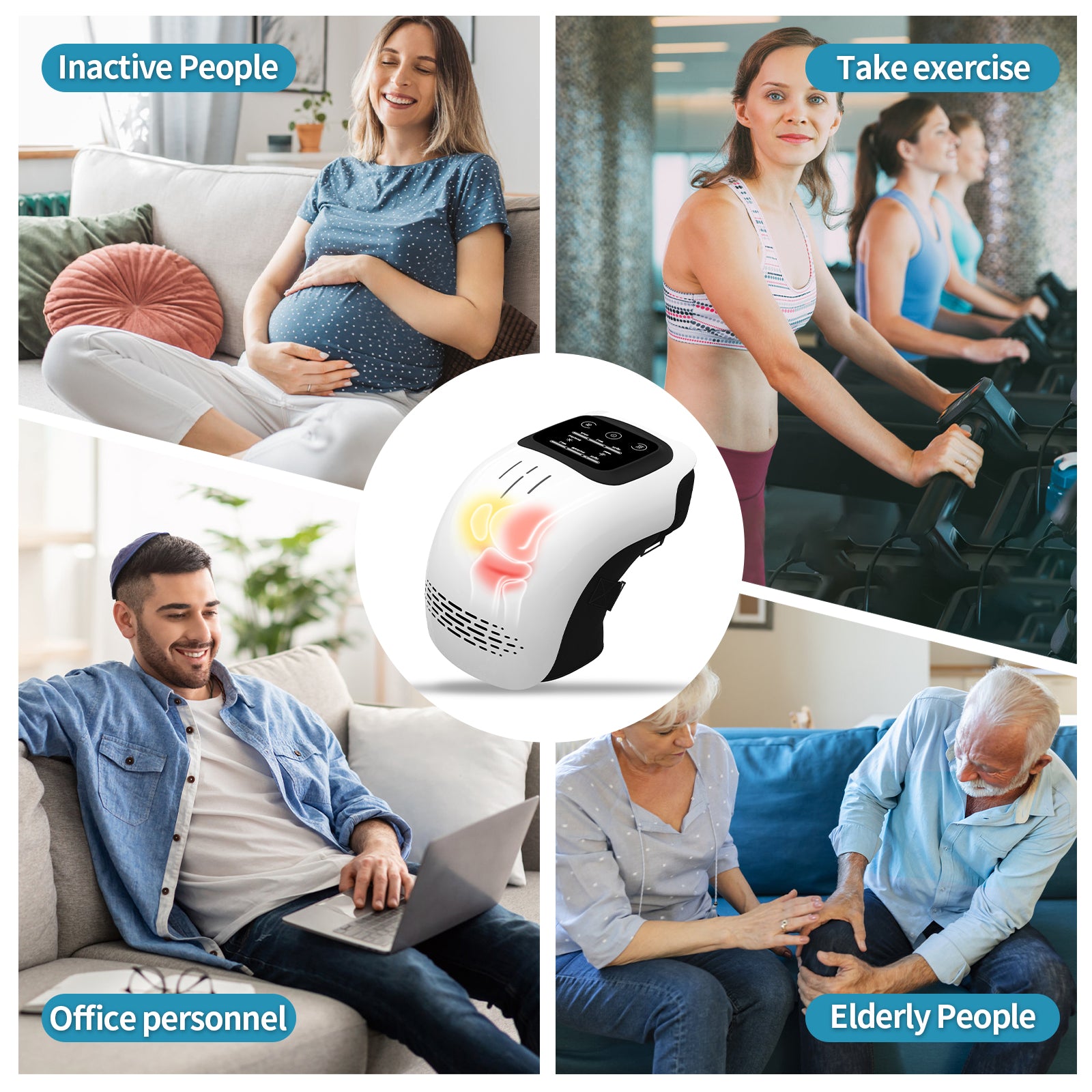Electric Intelligent Knee Massager with Infrared Heat & Vibration – Rechargeable Home Pain Relief & Deep Kneading Therapy Device - Glowify