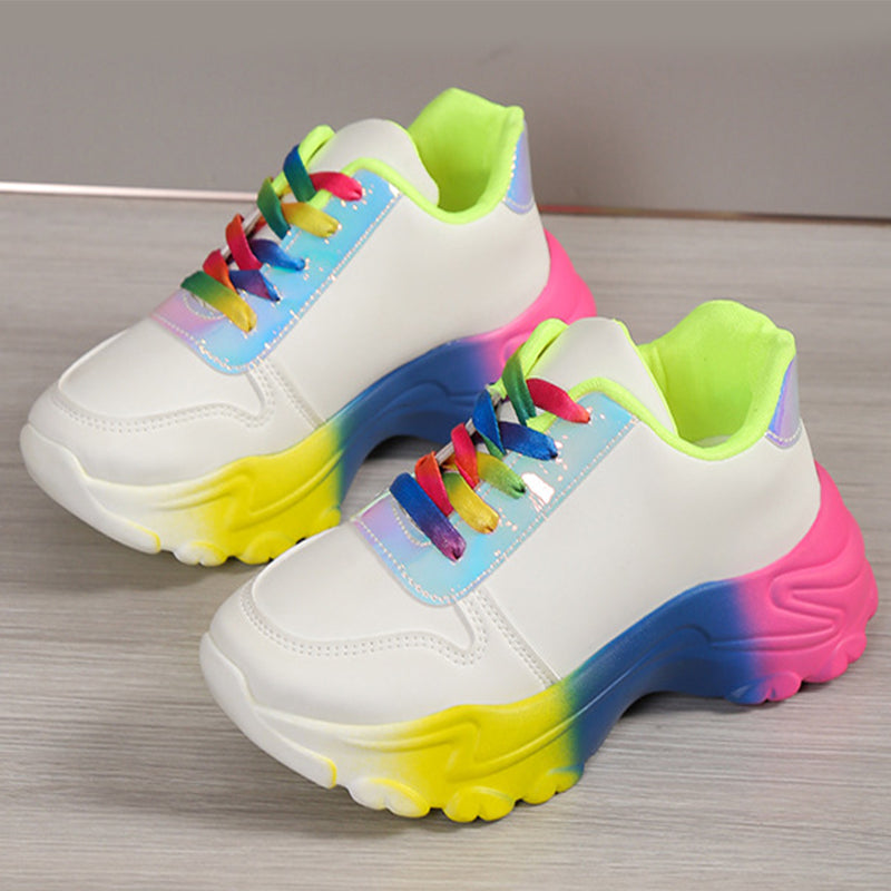 Women’s Lightweight Sports Sneakers – Thick Sole Lace-Up Walking Shoes - Glowify