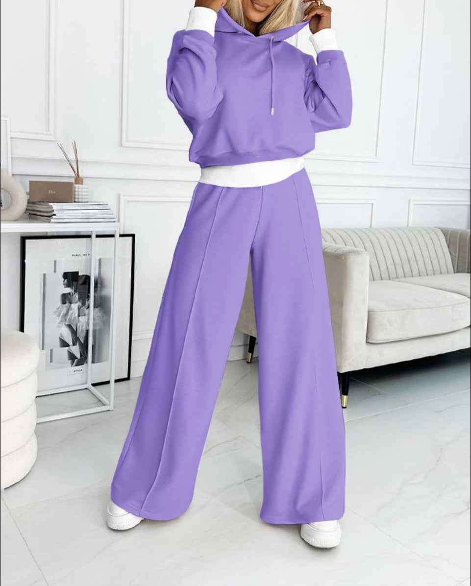 Women’s Hoodie & Sweatpants Set – Sporty Casual Long-Sleeve Hooded Sweatshirt with Drawstring Pocket Trousers - Glowify