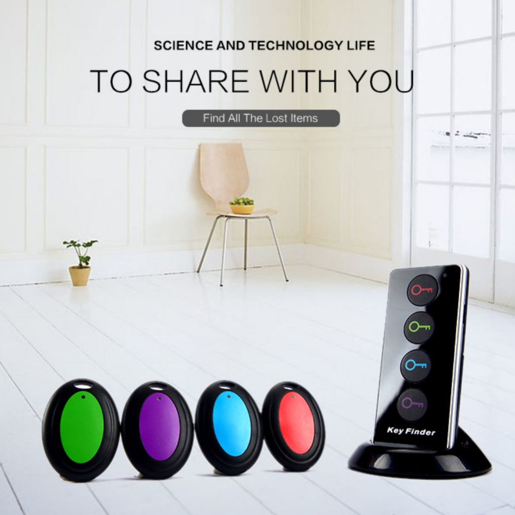 Wireless Key Finder Locator Set (1 Transmitter + 4 Receivers) – 40m Range, Beep Sound Anti-Lost Tracker - Glowify