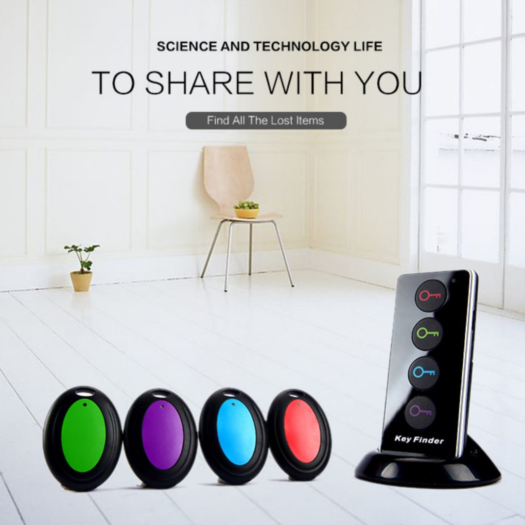 Wireless Key Finder Locator Set (1 Transmitter + 4 Receivers) – 40m Range, Beep Sound Anti-Lost Tracker - Glowify