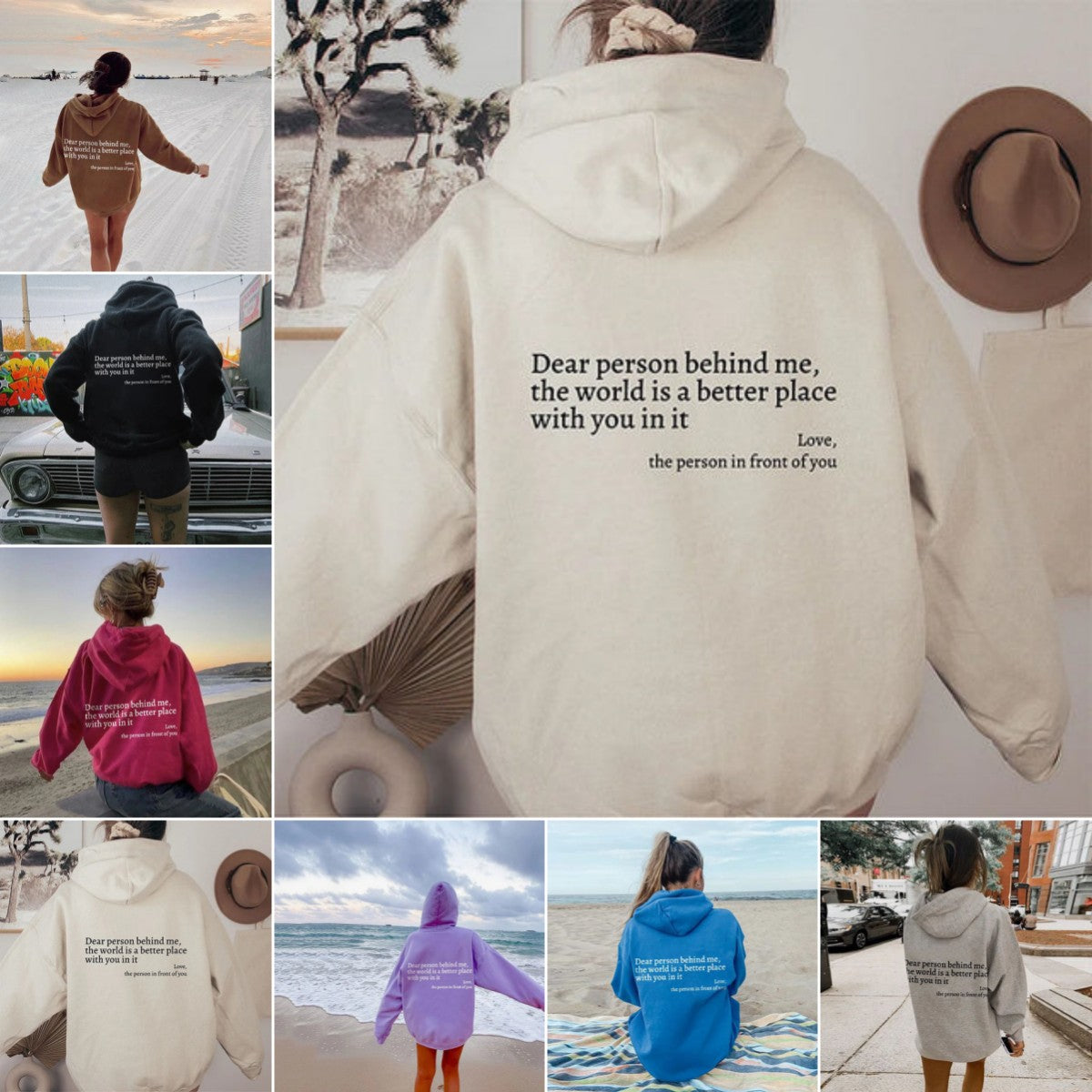 “Dear Person Behind Me” Inspirational Hoodie – Plush Letter Print Kangaroo Pocket Pullover (Unisex, S–5XL) - Glowify