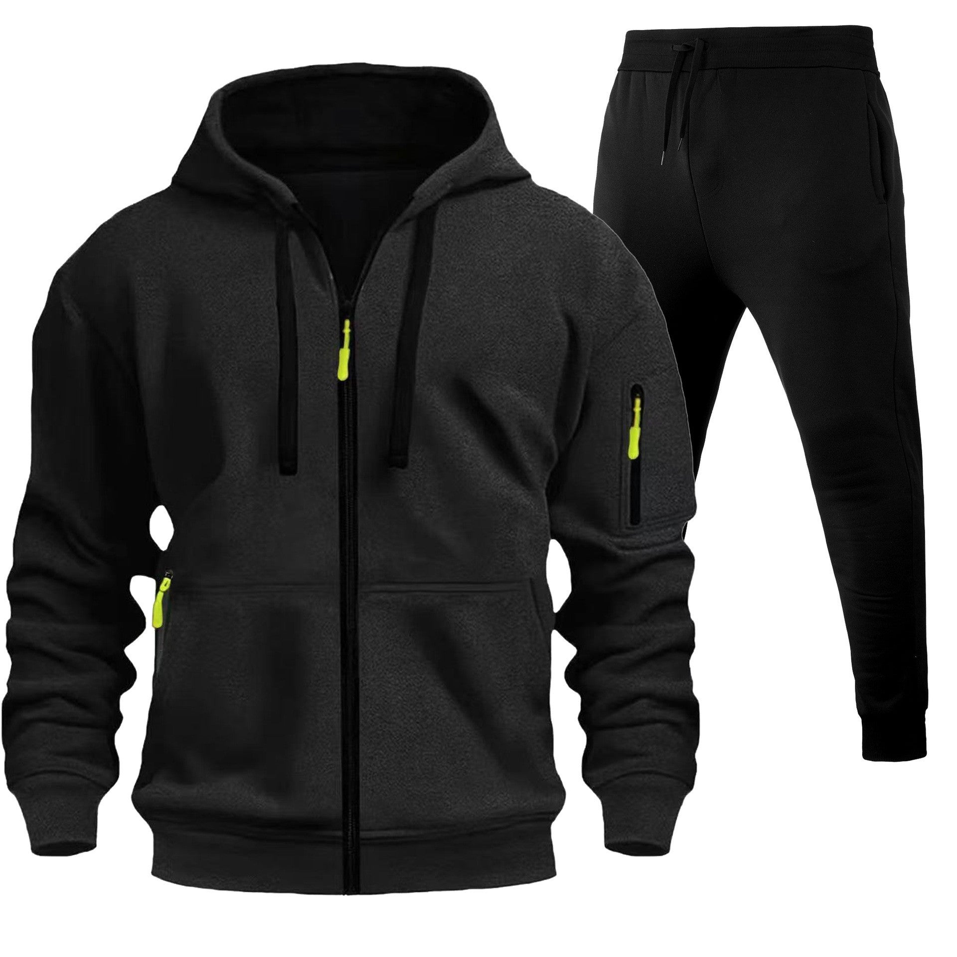 Stylish 2-Piece Fleece-Lined Zip-Up Hoodie & Jogger Set with Multi-Pockets - Perfect for Active Days! - Glowify