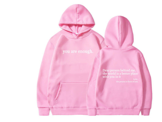 “Dear Person Behind Me” Inspirational Hoodie – Plush Letter Print Kangaroo Pocket Pullover (Unisex, S–5XL) - Glowify