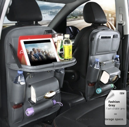 PU Leather Car Seat Back Organizer with Built-in Trash Can – Multifunction Storage Hanging Bag - Glowify