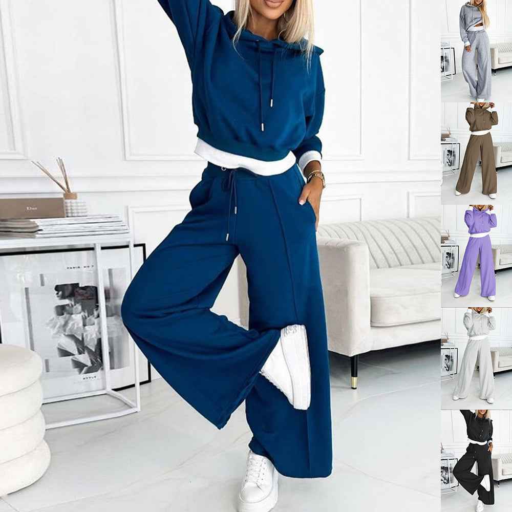 Women’s Hoodie & Sweatpants Set – Sporty Casual Long-Sleeve Hooded Sweatshirt with Drawstring Pocket Trousers - Glowify
