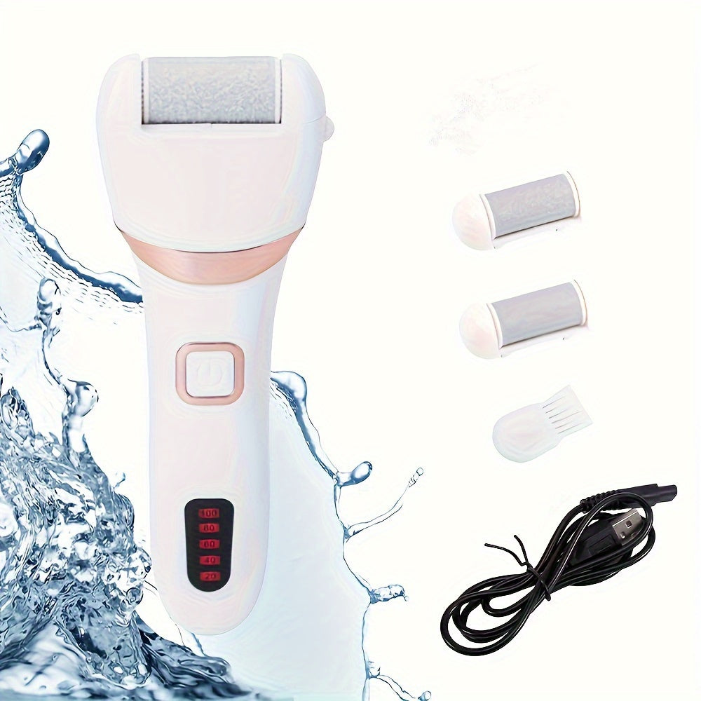 Electric Foot Grinder - Rechargeable Callus Remover with 3 Roller Heads | Professional Pedicure Kit
