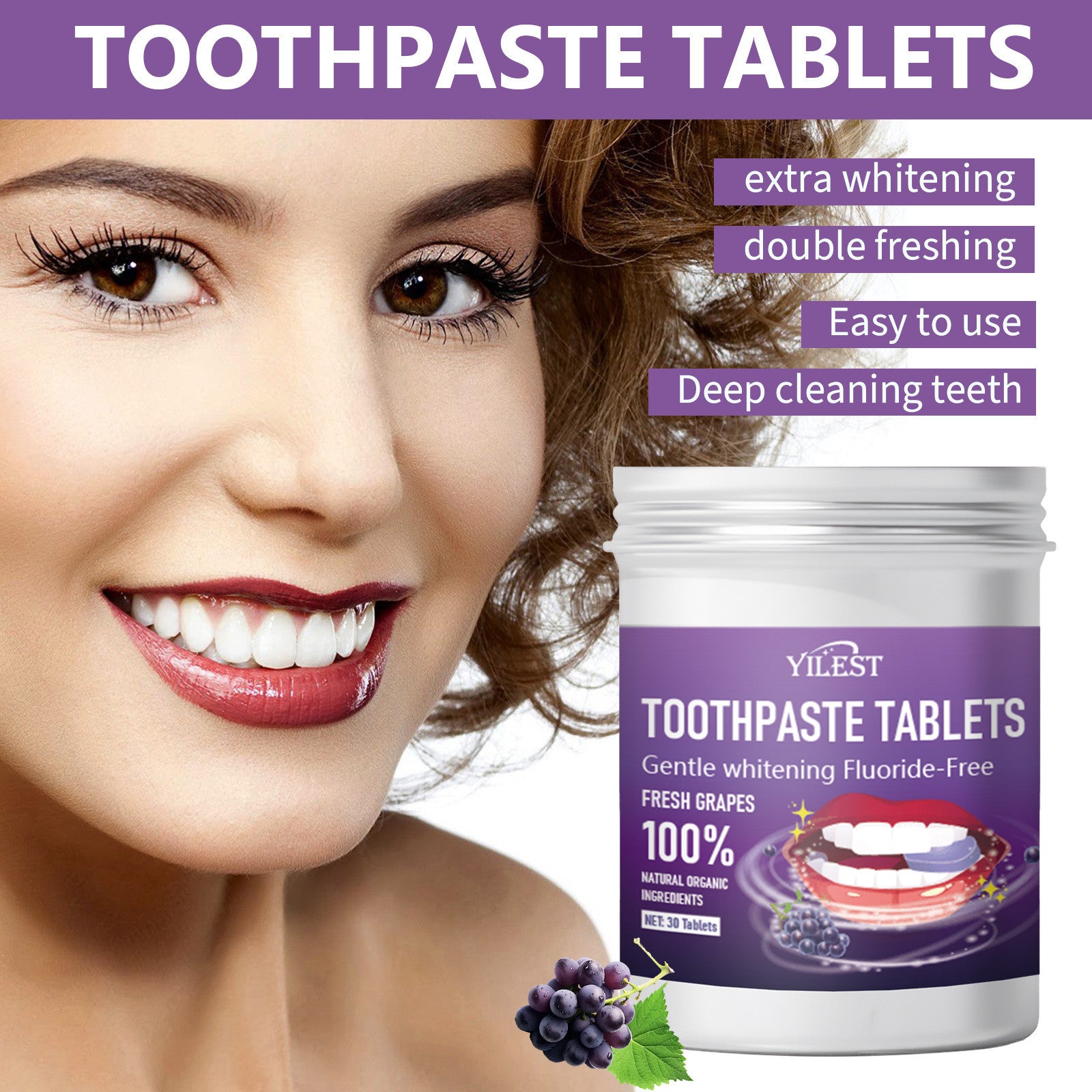 Solid Toothpaste Tablets - 60 Eco-Friendly, Portable Dental Gems for Fresh Breath Anytime! - Glowify