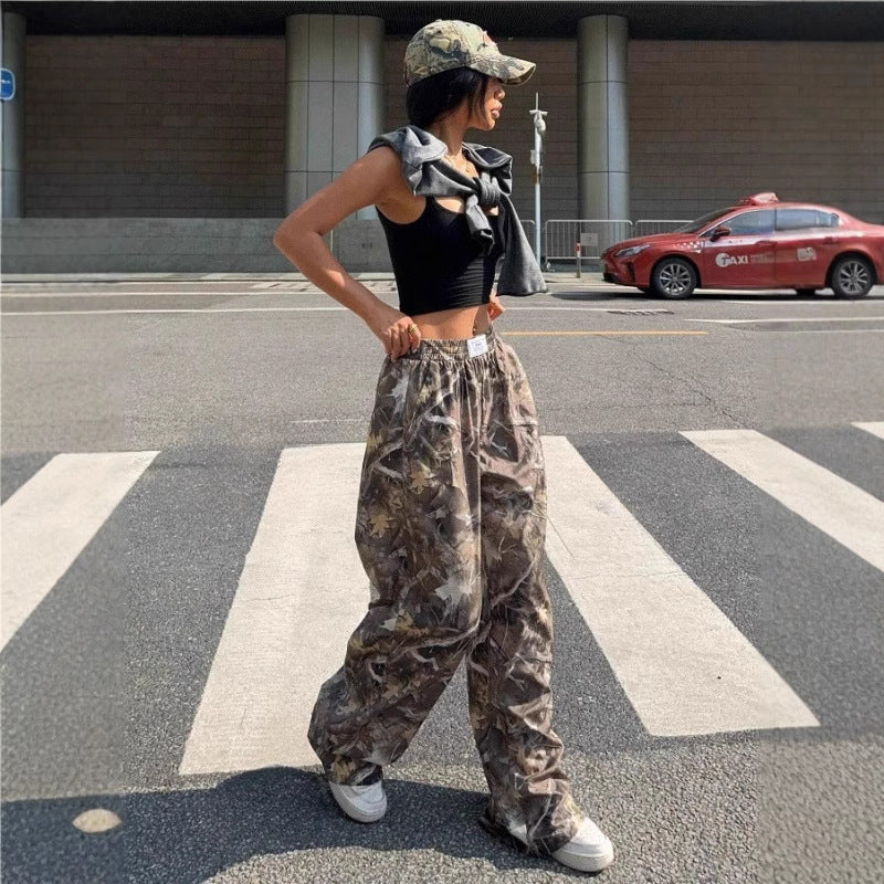 Women’s Camouflage Cargo Pants – Y2K Hip Hop Baggy Streetwear Multi-Pocket Trousers - Glowify