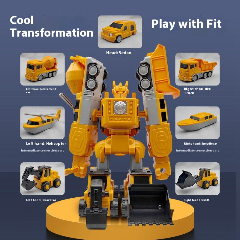 Magnetic Transforming Engineering Car Building Blocks Toy – STEM Construction Set with various vehicle transformations.
