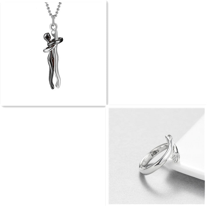 Hug Me Close Couple Necklace – Symbolic Embrace Pendant for Love, Connection & Togetherness - Glowify
