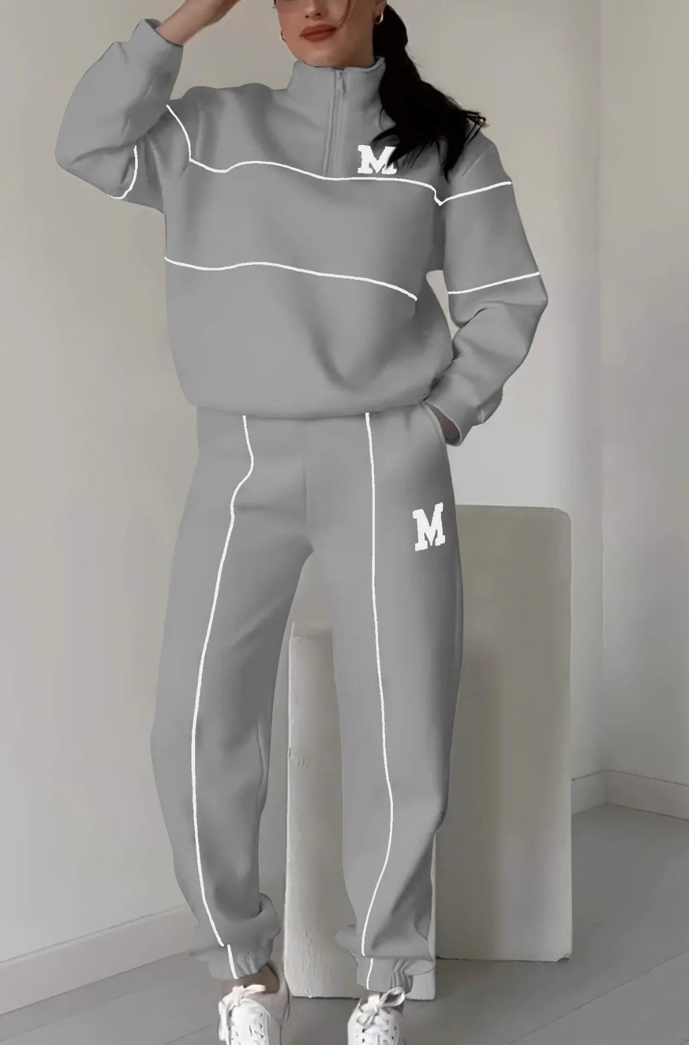 Women’s 2-Piece Lounge Sweatsuit Set – Pullover Sweatshirt & Baggy Sweatpants with Pockets - Glowify
