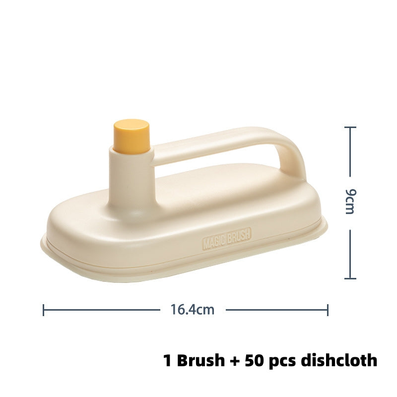 Disposable Magic Cleaning Brush with 50 Refill Wipes – Touch-Free Deep Clean for Kitchen & Bathroom - Glowify