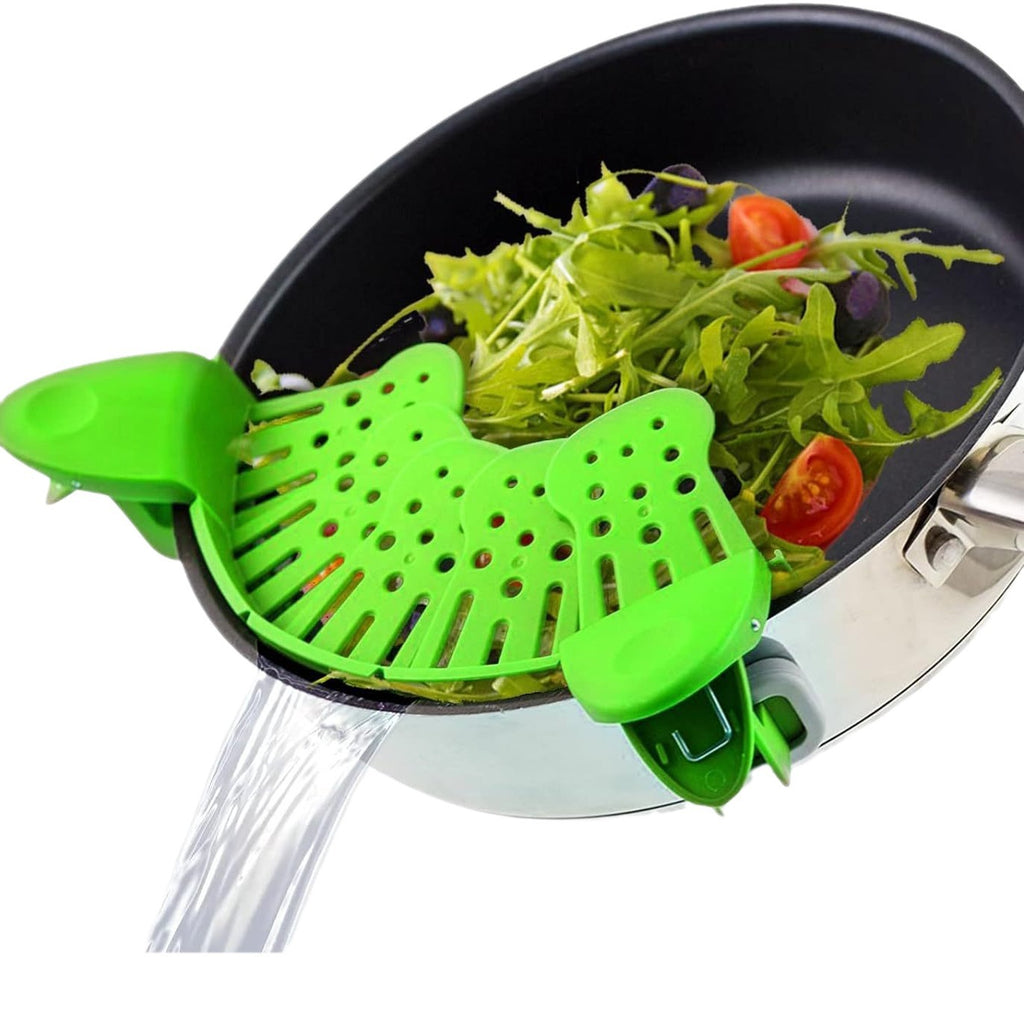 Universal Silicone Clip-On Pot Strainer – Anti-Spill Pasta, Rice & Vegetable Colander - Glowify