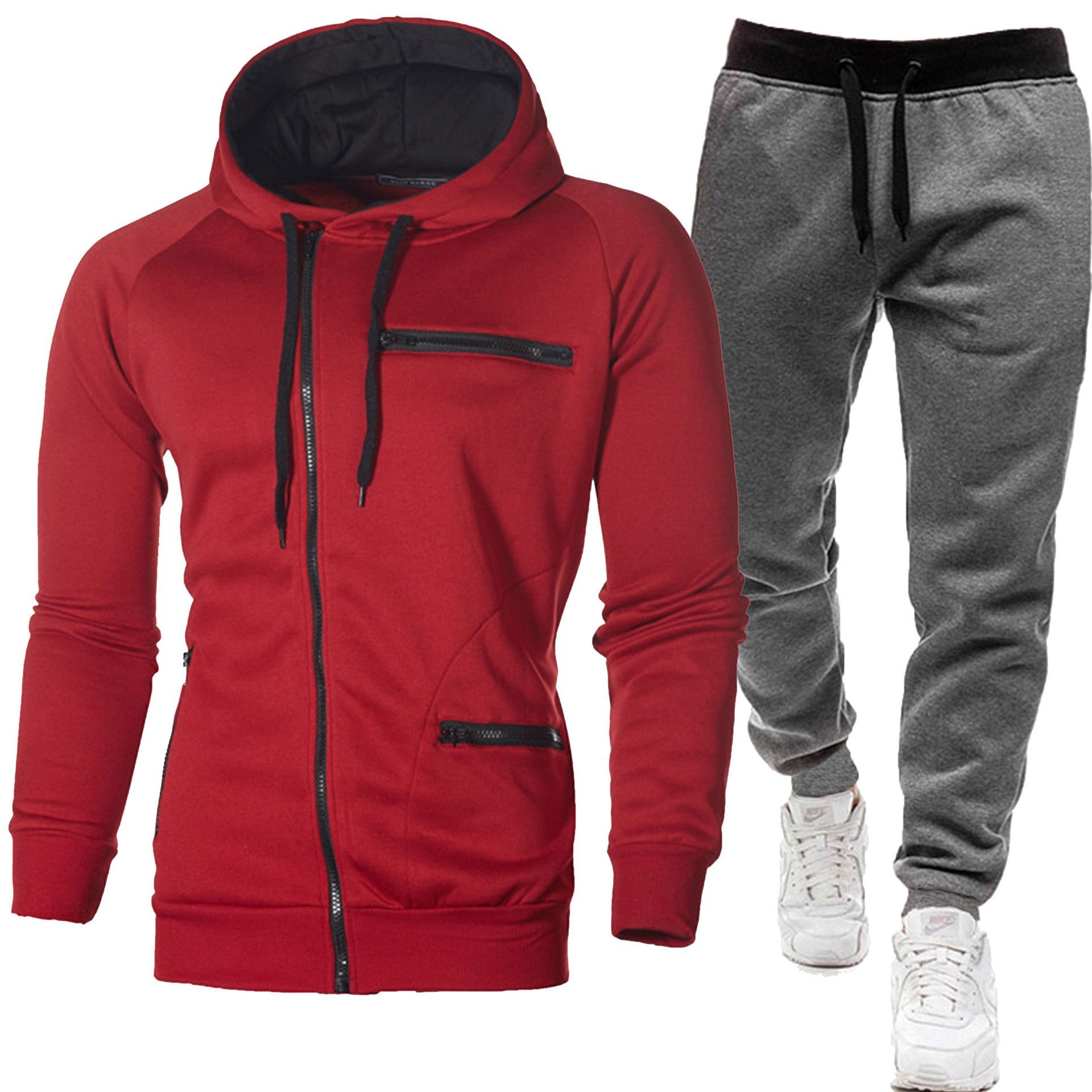 Fleece-Lined Hooded Cardigan Tracksuit Set for Women – Zip Jacket & Jogger Pants for Warmth and Comfort - Glowify