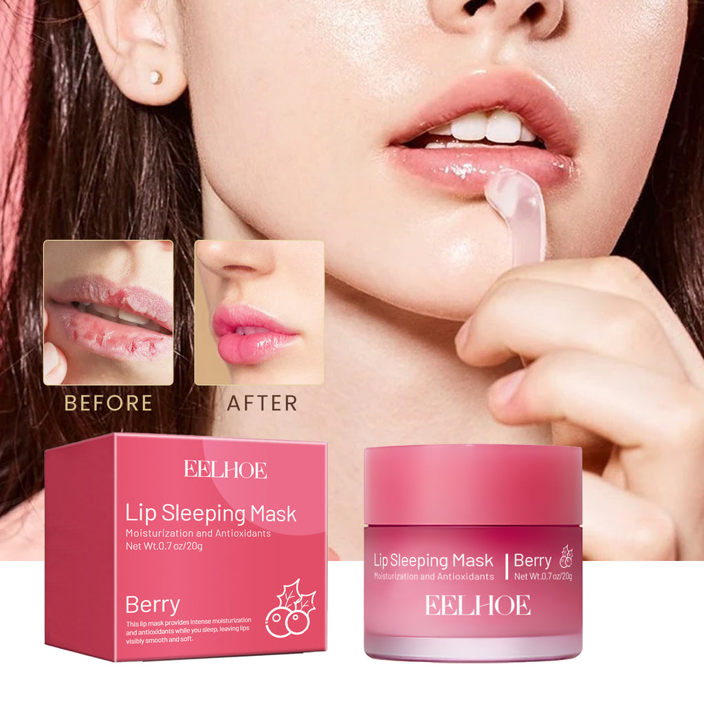 EELHOE Overnight Lip Mask – Strawberry, Shea Butter & Camellia Oil | Hydrating, Exfoliating & Plumping - Glowify
