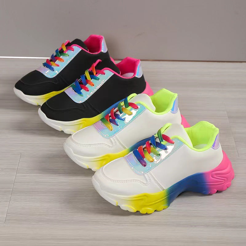 Women’s Lightweight Sports Sneakers – Thick Sole Lace-Up Walking Shoes - Glowify