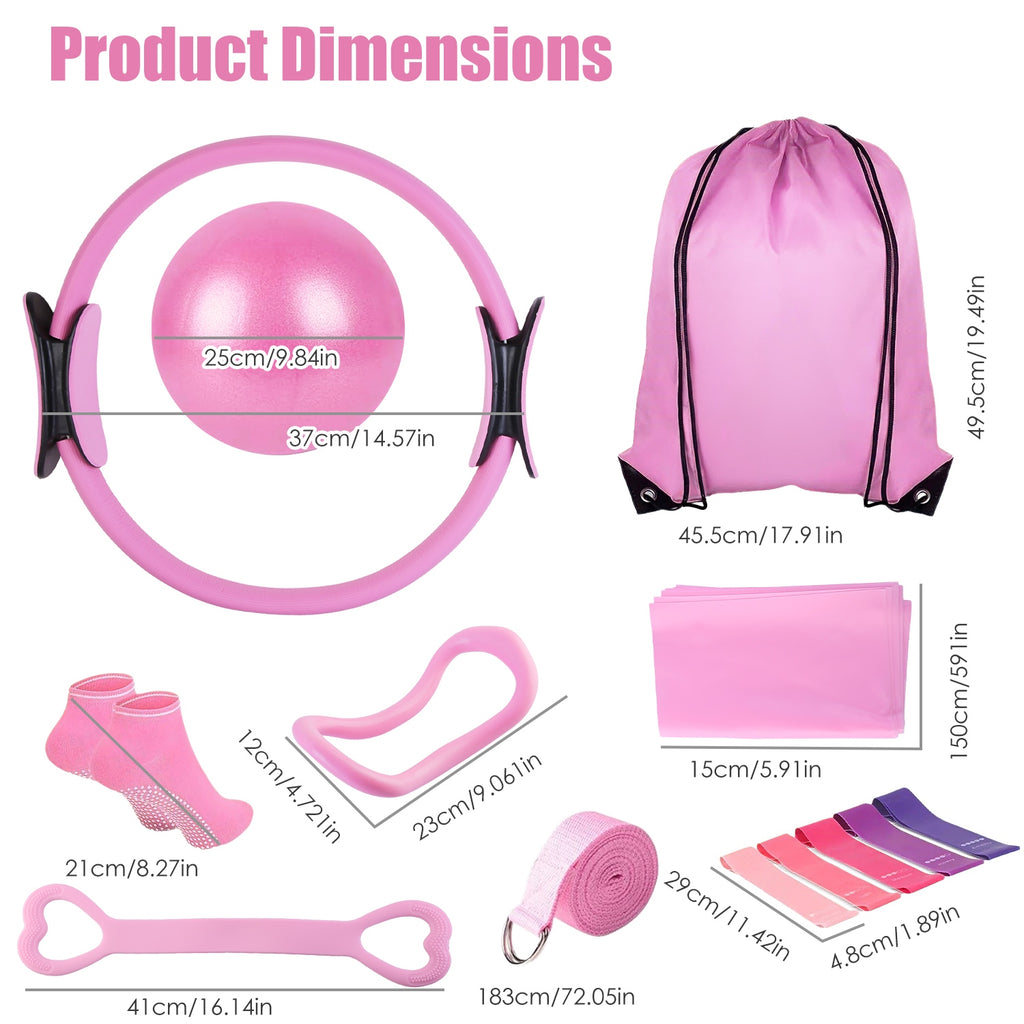 14-Piece Pilates Ring Kit for Women – All-in-One Home Workout Set with Yoga Ball, Resistance Bands & Accessories