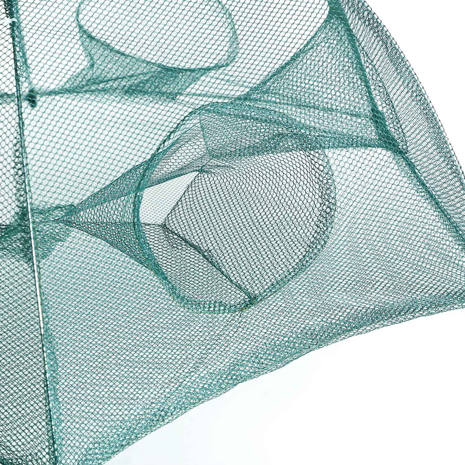 Portable Foldable Fishing Bait Trap Net – 6-Side 6-Hole Automatic Shrimp, Minnow & Crab Trap - Glowify