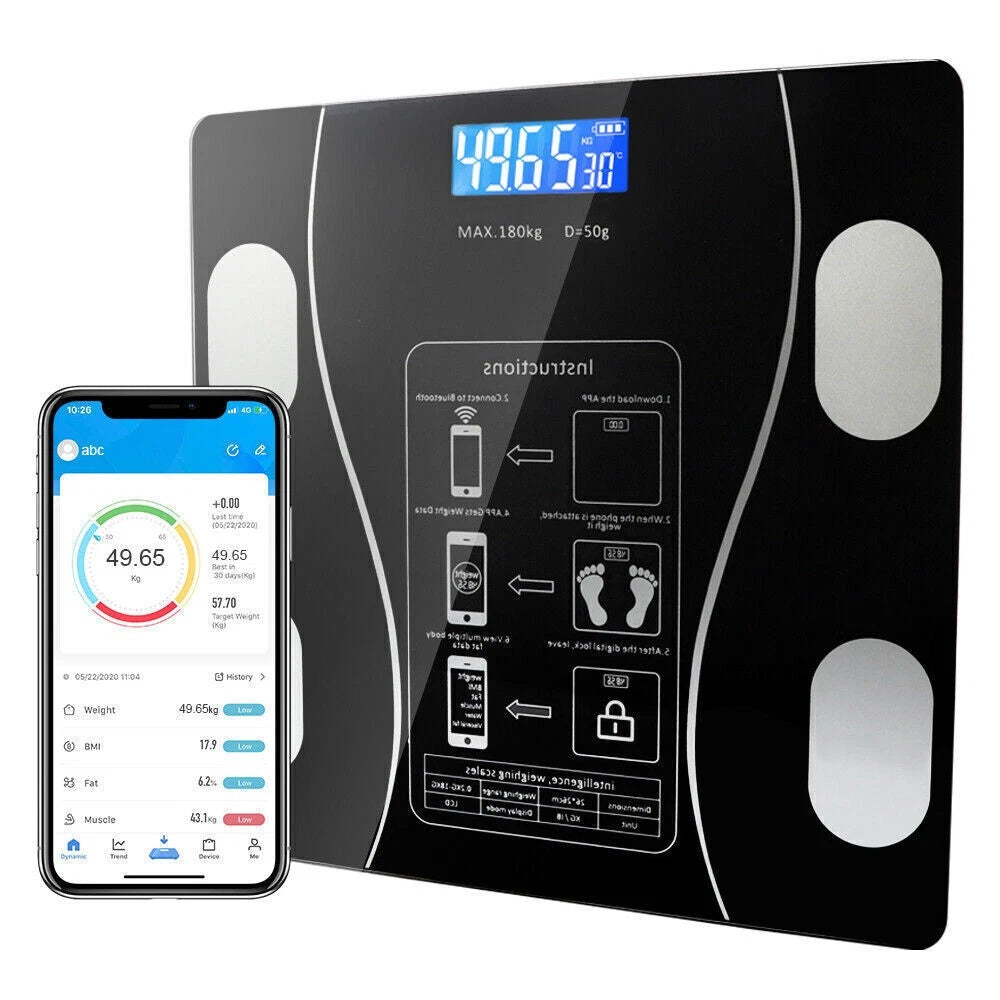 Bluetooth Smart Body Fat Scale – Digital BMI Bathroom Scale with App, Body Composition Analyzer (Up to 180kg / 400lbs)