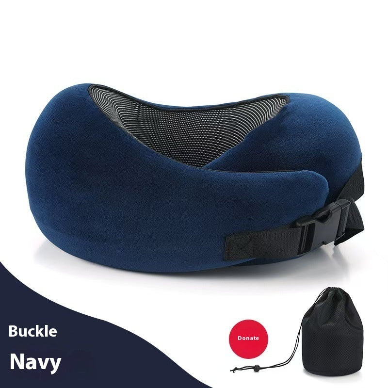 Soft Memory Foam Travel Neck Pillow – U-Shape Adjustable Support for Plane, Car & Office Naps - Glowify
