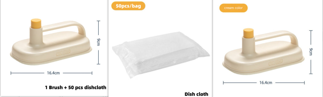 Disposable Magic Cleaning Brush with 50 Refill Wipes – Touch-Free Deep Clean for Kitchen & Bathroom - Glowify