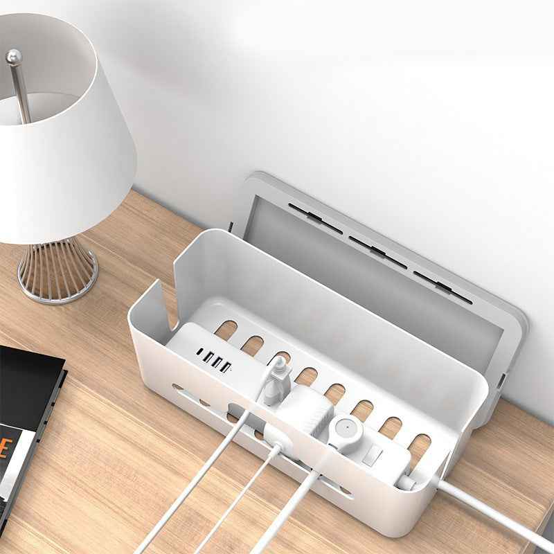 Power Strip Cable Storage Box – Anti-Dust Wire & Charger Organizer with Lid (Desktop & Home Use)