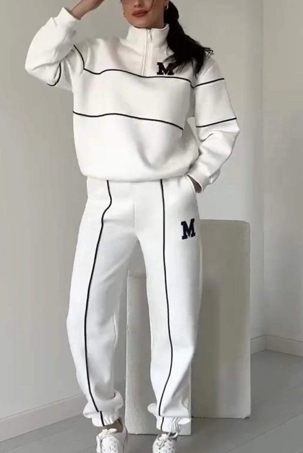 Women’s 2-Piece Lounge Sweatsuit Set – Pullover Sweatshirt & Baggy Sweatpants with Pockets - Glowify