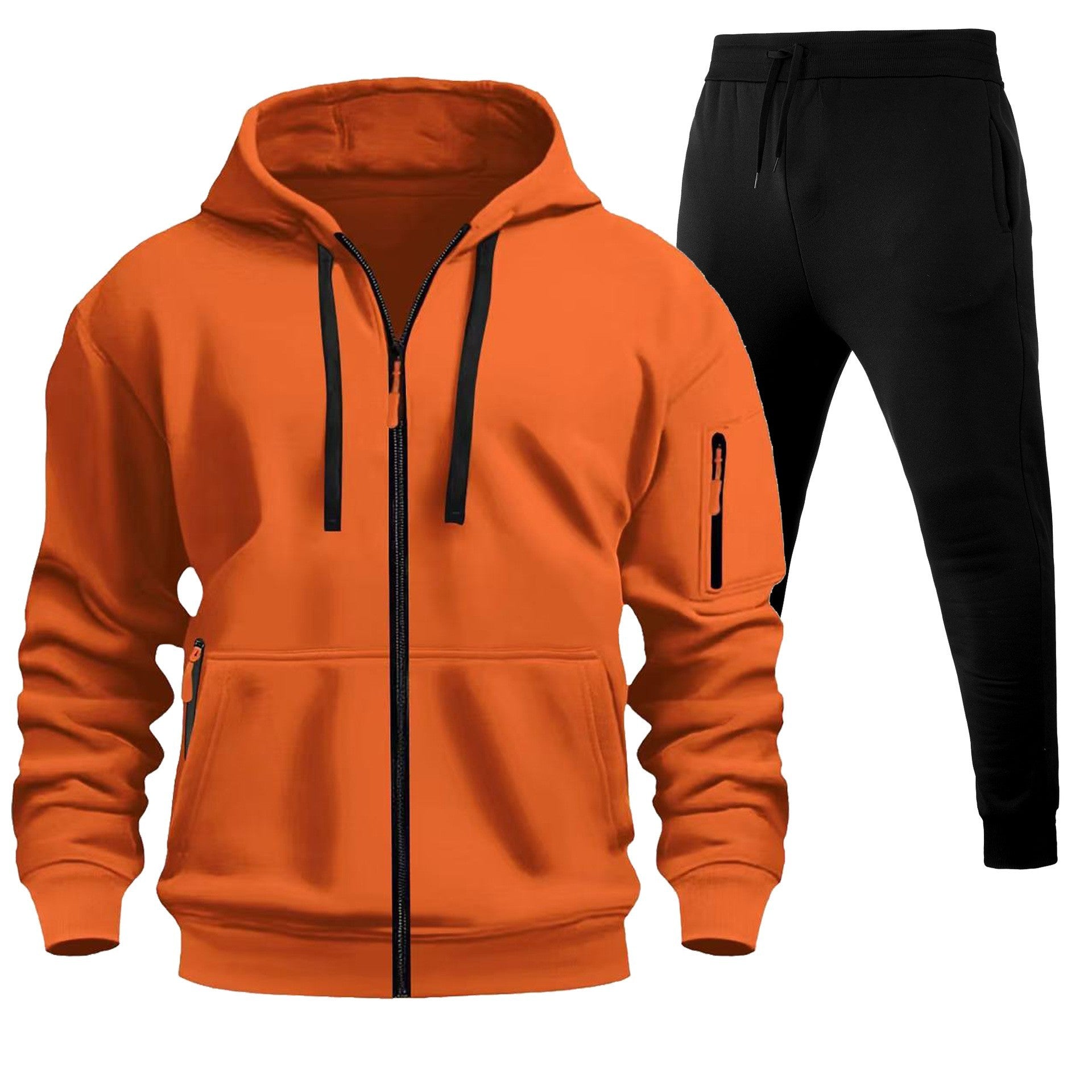 Stylish 2-Piece Fleece-Lined Zip-Up Hoodie & Jogger Set with Multi-Pockets - Perfect for Active Days! - Glowify