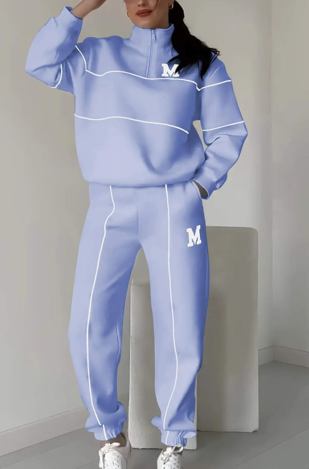Women’s 2-Piece Lounge Sweatsuit Set – Pullover Sweatshirt & Baggy Sweatpants with Pockets - Glowify