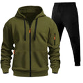 Stylish 2-Piece Fleece-Lined Zip-Up Hoodie & Jogger Set with Multi-Pockets - Perfect for Active Days! - Glowify
