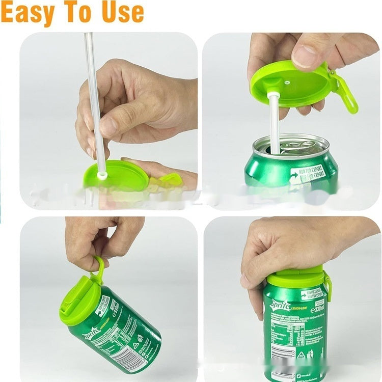 Reusable Soda Can Lid with Straw – Anti-Spill Beverage Can Stopper for Coke, Beer & Drinks - Glowify